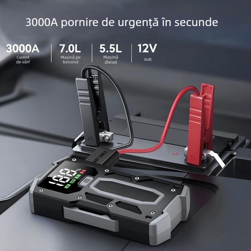Starter auto pentru pornire de urgență, sursă de alimentare cu pompă de aer, mașină all-in-one, popularul acumulator multifuncțional de la Amazon