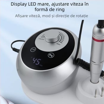 Mașină nouă de șlefuit unghii 45000 RPM Mașină de șlefuit de mare viteză Mașină profesională de descărcare a unghiilor