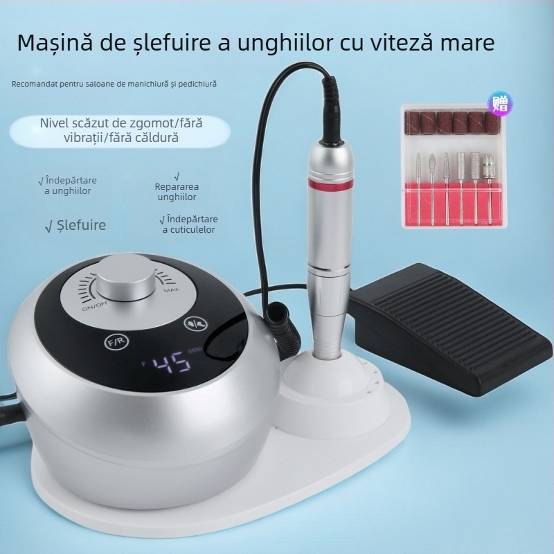 Mașină nouă de șlefuit unghii 45000 RPM Mașină de șlefuit de mare viteză Mașină profesională de descărcare a unghiilor