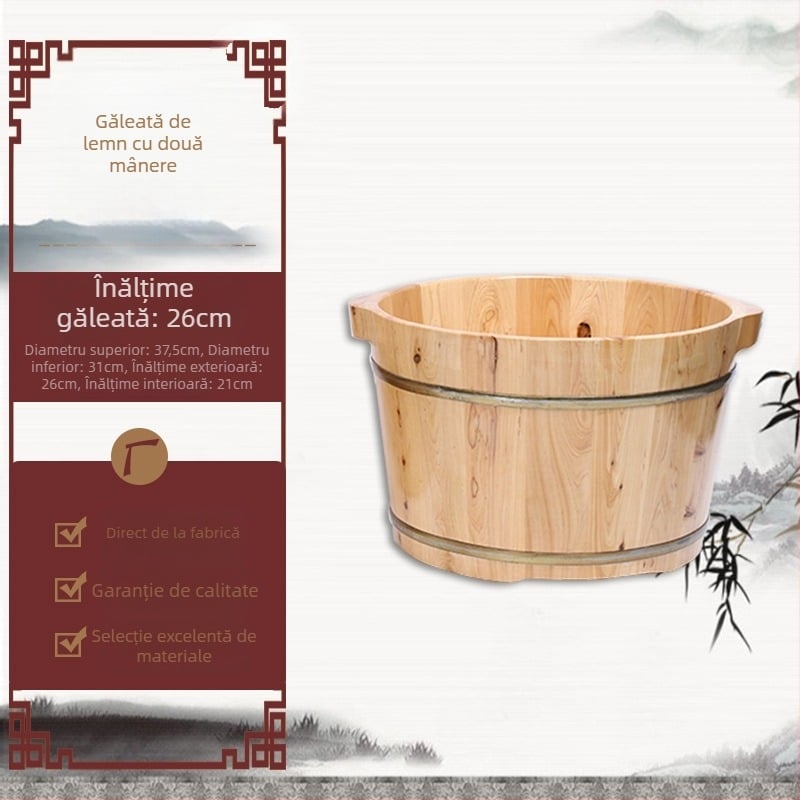 Aprobat direct de producător, Găleată din lemn pentru baie de picioare din lemn de cedru, Bazin pentru picioare pentru baie de saună, Găleată din lemn pentru masaj cu acupunctură, izolație din lemn masiv, en-gros