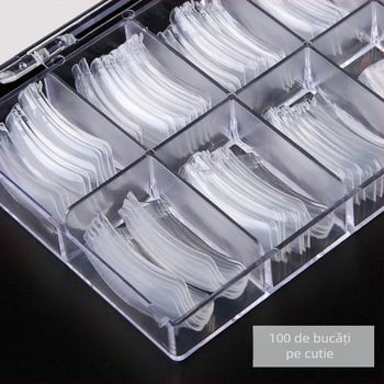 Fototerapie rapidă pentru unghii cu cristale la scară, extensie transparentă, patch adeziv, extensie de unghii, matriță auxiliară pentru unghii, 100 bucăți