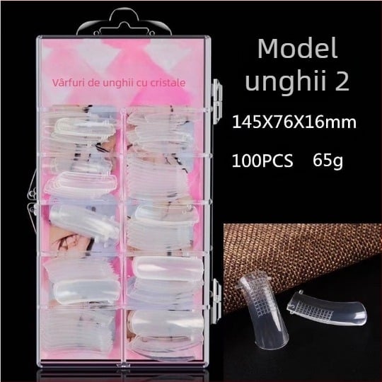 Fototerapie rapidă pentru unghii cu cristale la scară, extensie transparentă, patch adeziv, extensie de unghii, matriță auxiliară pentru unghii, 100 bucăți