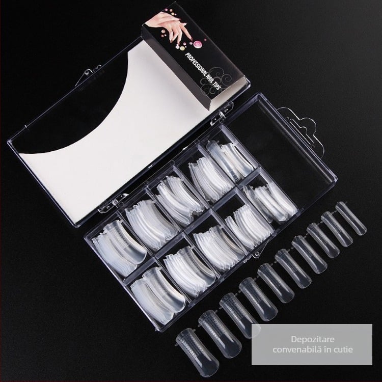 Fototerapie rapidă pentru unghii cu cristale la scară, extensie transparentă, patch adeziv, extensie de unghii, matriță auxiliară pentru unghii, 100 bucăți