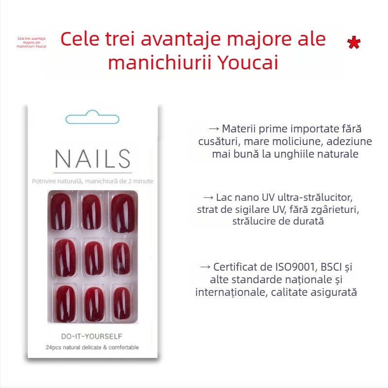 Unghie ovale de culoare prună, purtabile simplu, unghii albe, unghii, patch-uri pentru unghii, produs finit en-gros