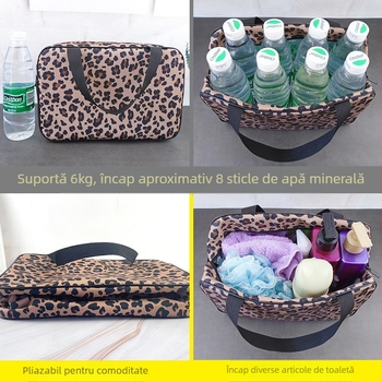 Geantă de baie cu imprimeu leopard, geantă de baie de mare capacitate pentru femei, geantă de baie portabilă pentru bărbați, geantă de baie portabilă pentru călătorii, coș de baie