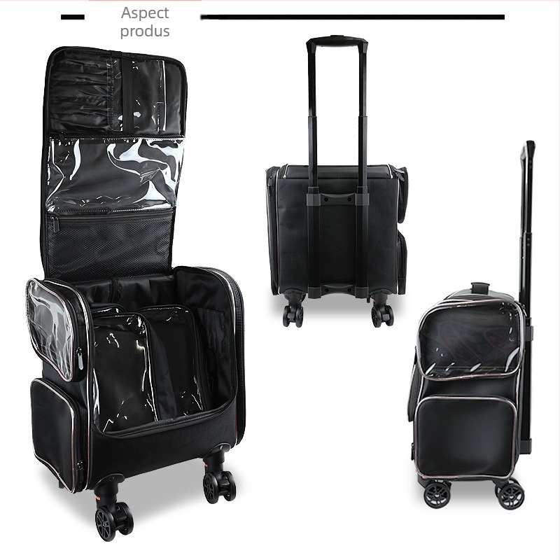 Troler trusă cosmetică, artist de machiaj profesionist, artist de machiaj pentru tatuaje, trusă de scule pentru machiaj, cutie de unghii multistrat