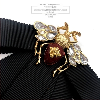 Coreeană Retro aliaj Streamer negru Bow Bee broșă bărbați și femei Preppy stil papion accesorii de îmbrăcăminte