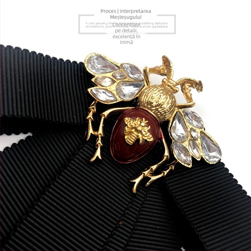 Coreeană Retro aliaj Streamer negru Bow Bee broșă bărbați și femei Preppy stil papion accesorii de îmbrăcăminte