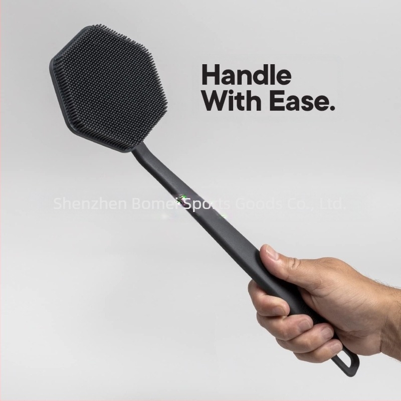 Perie de baie cu mâner lung din silicon Amazon, perie de curățare a spatelui din silicon pentru bărbați, perie de baie, perie de frecare a spatelui