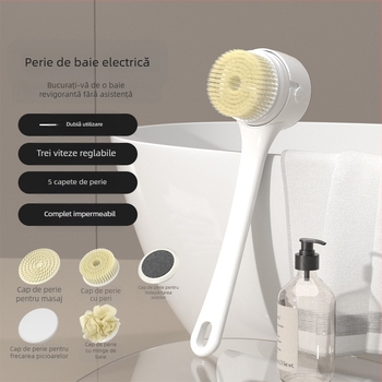 Perie de baie electrică transfrontalieră, perie de baie multifuncțională rotativă, impermeabilă, persoană leneșă, perie de baie, instrument de spălare a spatelui, artefacte