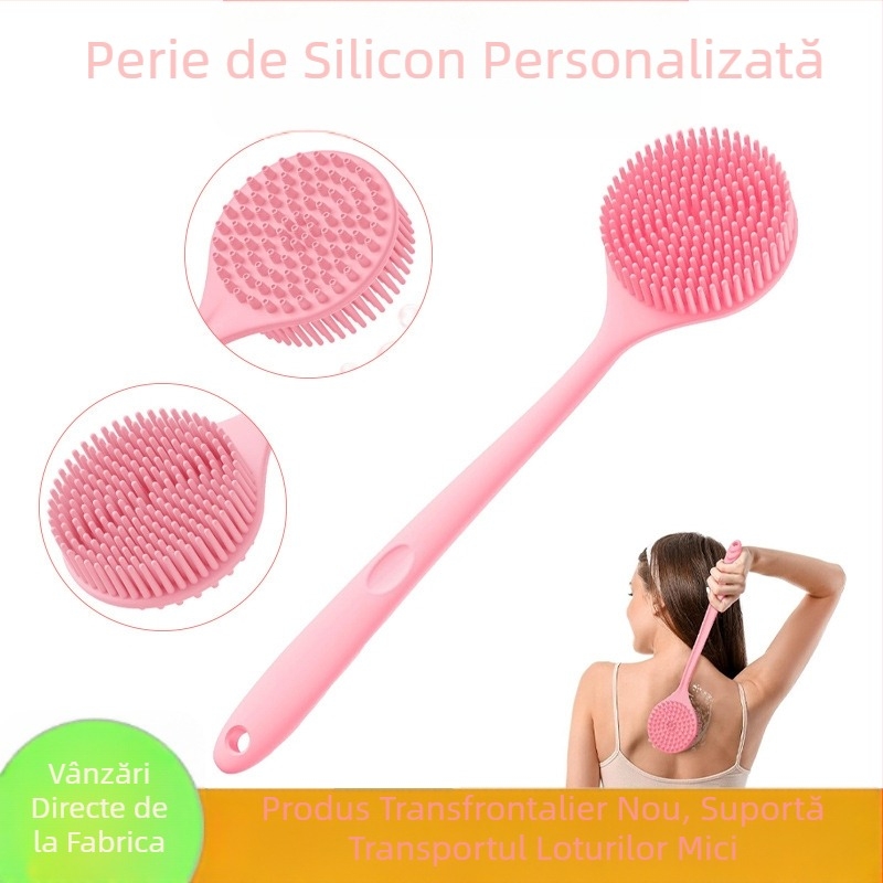 Perie de baie personalizată din silicon cu mâner lung, perie de baie din silicon îngroșat cu două fețe, perie de baie, perie de masaj, perie pentru masarea spatelui, perie de baie pentru spate