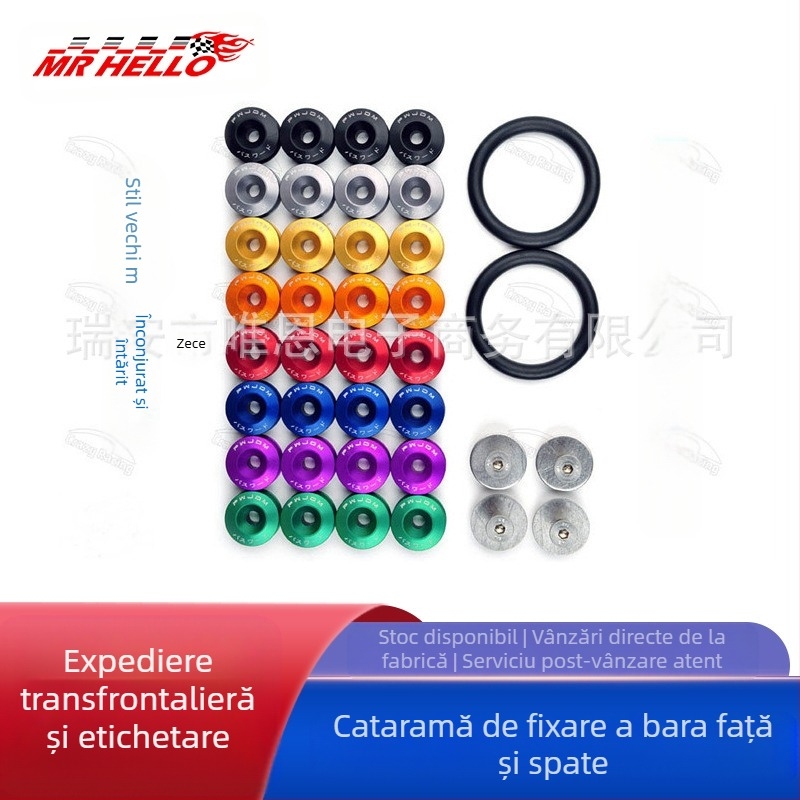 Cataramă de fixare a capacului trapei față și spate pentru mașini JDM/șaibă de întărire a conturului/șurub de contur cu eliberare rapidă