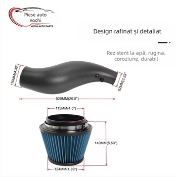 Filtru de aer modificat pentru admisie auto, tip „cârnaț”, cu cap de ciupercă din fibră de carbon, potrivit pentru Honda Civic 92-00