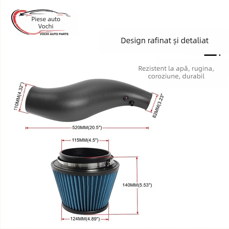 Filtru de aer modificat pentru admisie auto, tip „cârnaț”, cu cap de ciupercă din fibră de carbon, potrivit pentru Honda Civic 92-00