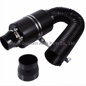 Set cutie de admisie a aerului din fibră de carbon reală, filtru retractabil, admisie de aer auto, cutie de aer din fibră de carbon modificată, admisie de aer cu debit ridicat