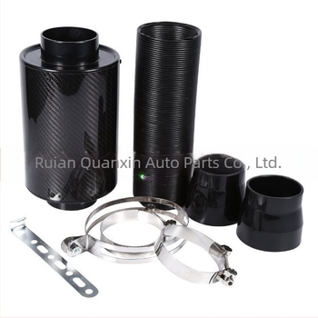 Set cutie de admisie a aerului din fibră de carbon reală, filtru retractabil, admisie de aer auto, cutie de aer din fibră de carbon modificată, admisie de aer cu debit ridicat
