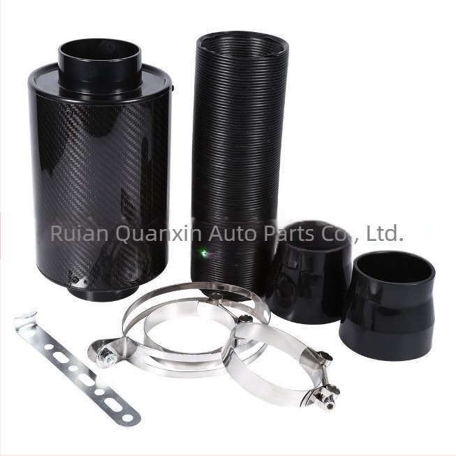 Set cutie de admisie a aerului din fibră de carbon reală, filtru retractabil, admisie de aer auto, cutie de aer din fibră de carbon modificată, admisie de aer cu debit ridicat