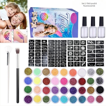 Pictură manichiură explozivă, semipermanentă, vară, tatuaje simple cu sclipici, set machiaj scenă, vânzare fierbinte