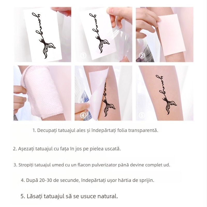 Autocolant de tatuaj cu litere englezești pentru femei, high-end Sense Ins, mic, proaspăt și cool, figură mică, impermeabil, rezistent la transpirație, autocolant de tatuaj de lungă durată