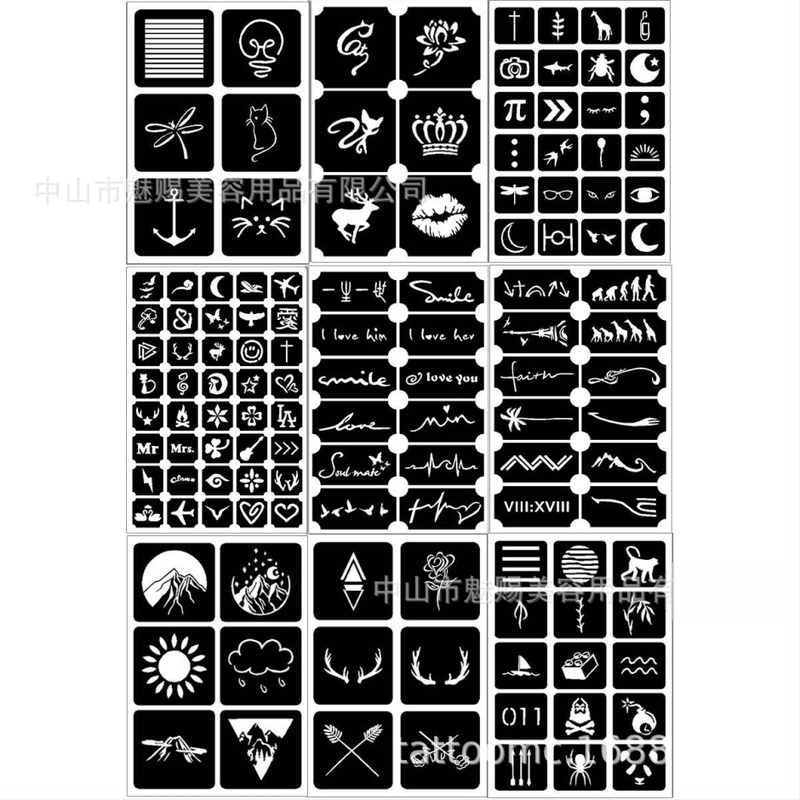 Șablon de decupaj pentru tatuaj transfrontalier, suc, tatuaj cu henna, henna auxiliară, șablon de tatuaj DIY, versiune autocolant