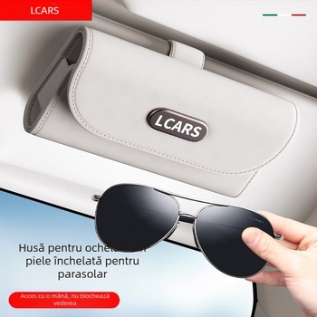 Cutie de ochelari auto, cutie de depozitare modificată ... specială pentru ochelari de soare, ochelari de soare din piele întoarsă, parasolar auto
