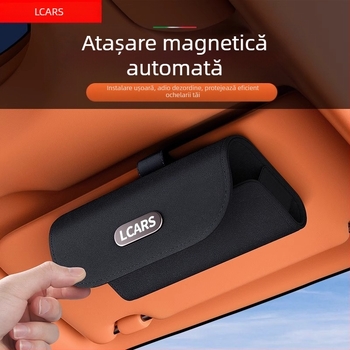 Cutie de ochelari auto, cutie de depozitare modificată ... specială pentru ochelari de soare, ochelari de soare din piele întoarsă, parasolar auto