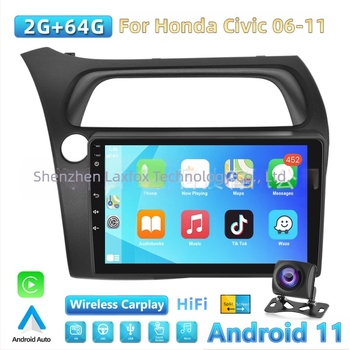 Potrivit pentru Honda Civic 06-11, ecran mare, control central, modificare Carplay, navigație, integrare imagine marșarier