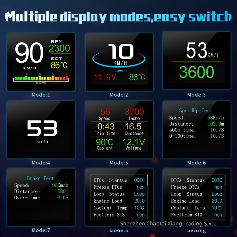 Afișaj inteligent pentru mașină P10, HUD Head-Up Display, OBD de înaltă definiție, LCD portabil, pentru computer de conducere