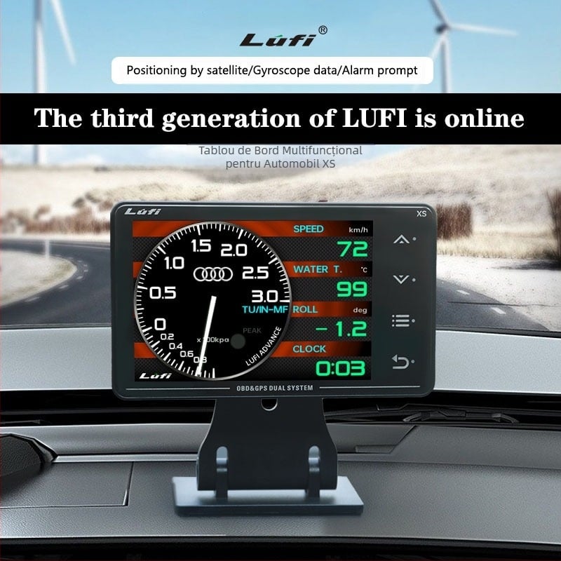 Instrument modificat auto LUFI XS de trei generații, OBD2 GPS, multifuncțional LCD, contor de viteză a turbinei, valoare G, giroscop