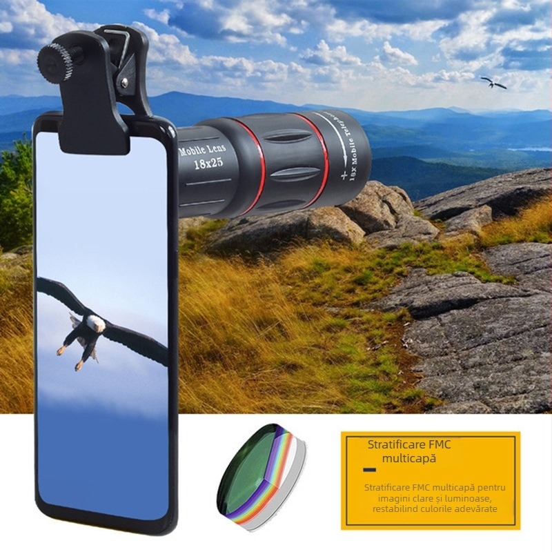 Telescop monocular pentru călătorii în aer liber din fabrică 18X25 Concert HD, teleobiectiv extern pentru telefon mobil portabil
