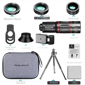 Telescop pentru telefon mobil, cap de telescop, teleobiectiv de înaltă definiție, video live, concert, pescuit, unghi larg, macro, obiectiv de mare putere