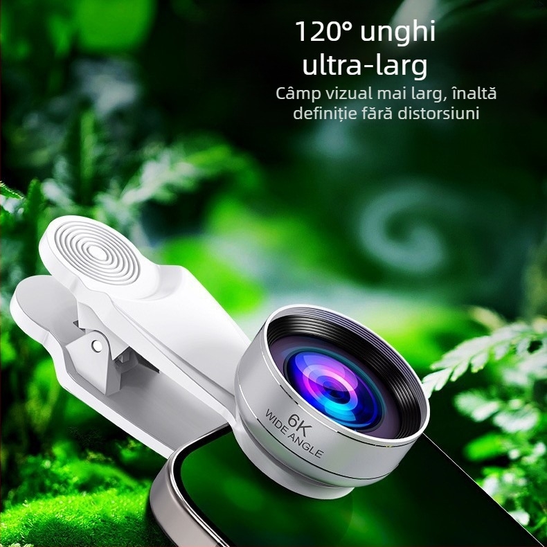 Obiectiv telefon mobil Lijian 5K6K9K18K, fără distorsiuni, cu unghi larg, macro, două în unu, 4K, de înaltă definiție, pentru transmisie live
