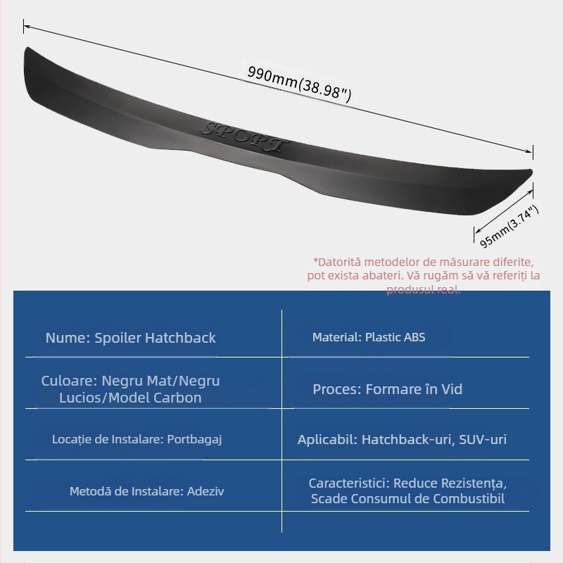 Accesorii de modificare auto pentru SUV hatchback, tip pastă, eleron portbagaj neperforat, tip explozie