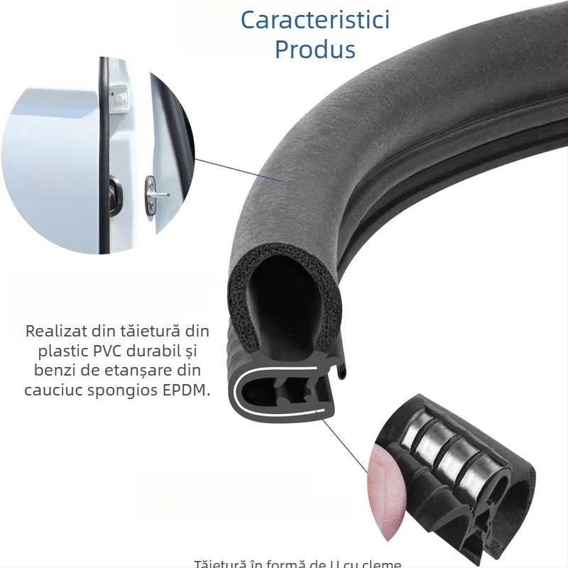 Bandă de etanșare auto cu bule laterale în formă de U, bandă de etanșare pentru uși auto, bandă de etanșare decorativă pentru marginea din cauciuc a ușii auto