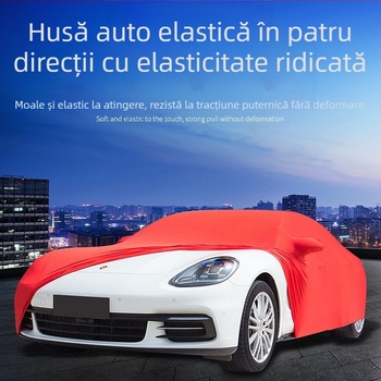 Husă auto din material elastic personalizată de la producător, husă auto elastică pe patru laturi, husă auto antipraf 4S pentru expoziții auto de înaltă calitate