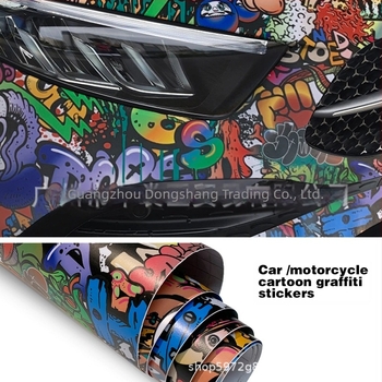 Mașină Graffiti Cartoon Color Change Film Body Head Cover Motocicletă Scuter Vopsire prin Spray HD Film Camuflaj Computer