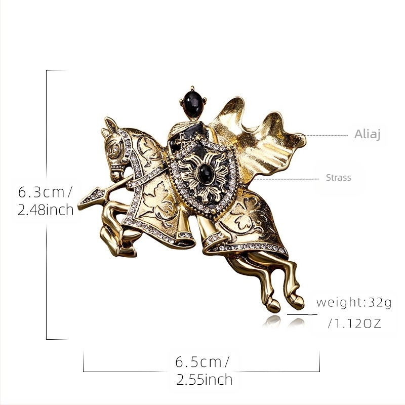 Broșă de cavaler în stil retro personalizată, vânzare europeană și americană, nu luptător, războinic, haină, corsaj, accesorii