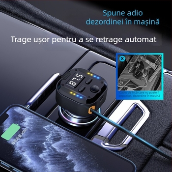 C69 Nou 30Wpd Încărcare rapidă Două-în-Unu Cablu retractabil Auto Player Bluetooth USB Brichetă Transmițător FM