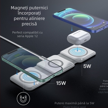 Încărcător wireless magnetic pliabil Magsafe nou, trei în unu, pentru ceasul cu cască Apple 12-14
