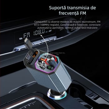 Încărcător auto Bluetooth Private Model A28 120W cu cabluri duble, încărcare rapidă 4-în-1, popular pentru utilizare în mașină și vânzări transfrontaliere