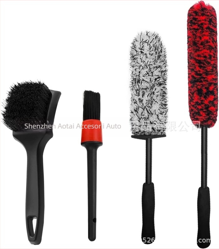 Set de 4 piese pentru spălătorie auto Amazon, perie de curățare a butucului roții din oțel, perie de curățare a anvelopelor Bell, perie de curățare a anvelopelor