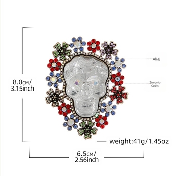 Broșă de craniu de Halloween cu design vintage medieval european și american pentru femei, pin de nișă de înaltă calitate, corsaj nou