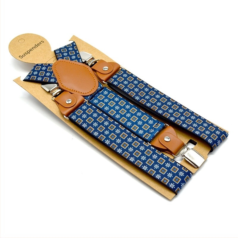 Bretele lungi cu 3 clipuri pentru bărbați adulți, curea de umăr imprimată pentru cămașă, 3,5 cm, la modă, casual
