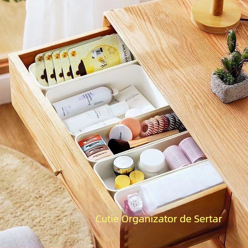 Cutie de depozitare simplă, albă, pentru birou, organizator de articole diverse, cutie de depozitare dreptunghiulară, cutie de depozitare multifuncțională pentru sertar