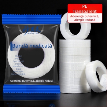 Bandă medicală transparentă PE, respirabilă și ușor de rupt manual, hipoalergenică, 3 m lungime, plasture de înaltă vâscozitate, rolă de bandă hipoalergenică sensibilă la presiune
