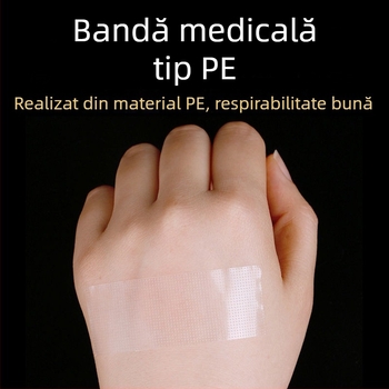Bandă medicală transparentă PE, respirabilă și ușor de rupt manual, hipoalergenică, 3 m lungime, plasture de înaltă vâscozitate, rolă de bandă hipoalergenică sensibilă la presiune