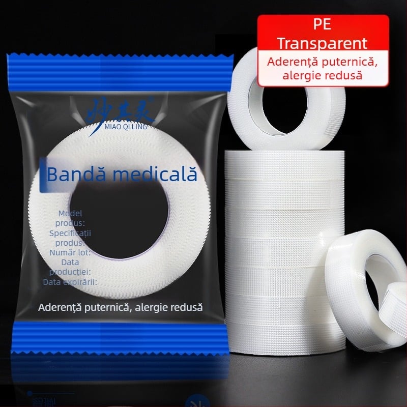 Bandă medicală transparentă PE, respirabilă și ușor de rupt manual, hipoalergenică, 3 m lungime, plasture de înaltă vâscozitate, rolă de bandă hipoalergenică sensibilă la presiune