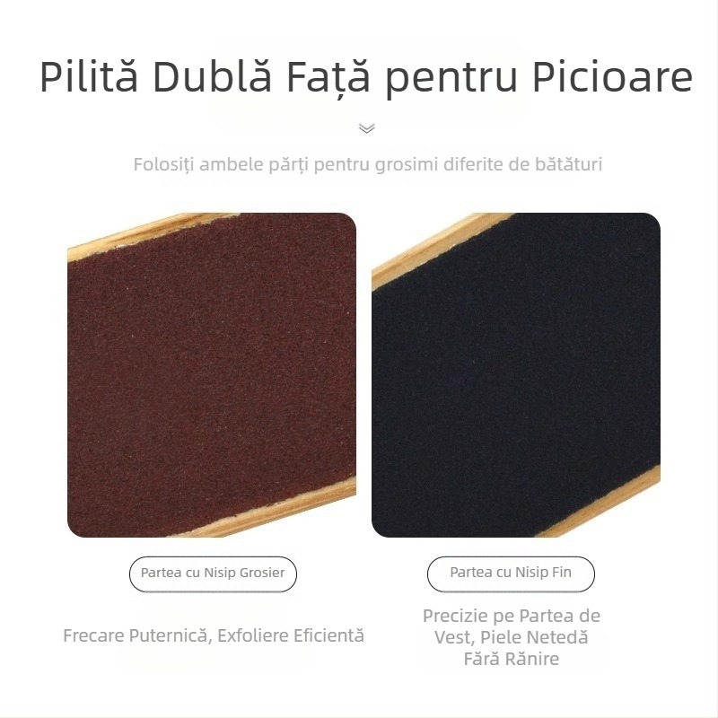 Scrubber de picioare din lemn cu două fețe, pentru saloane de înfrumusețare, exfoliere a picioarelor, pedichiură acasă și îndepărtarea pielii moarte, en-gros din fabrică