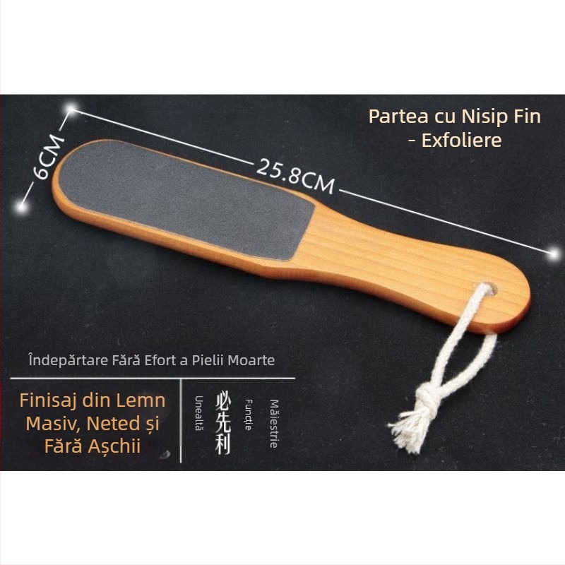 Scrubber de picioare din lemn cu două fețe, pentru saloane de înfrumusețare, exfoliere a picioarelor, pedichiură acasă și îndepărtarea pielii moarte, en-gros din fabrică