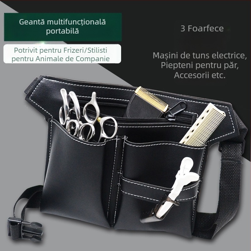 Geantă de foarfece pentru stilist, geantă specială pentru foarfece de păr, capacitate mare, pentru frizerie, geantă de talie pentru stilist, kit de machiaj pentru animale de companie